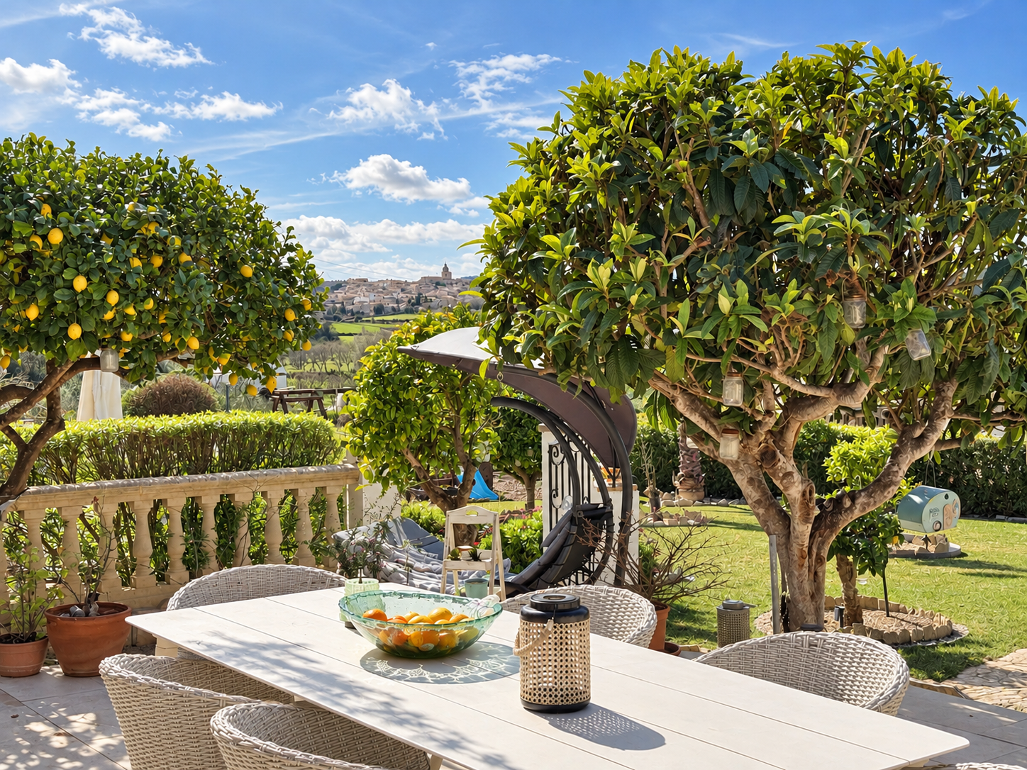 Terrasse mit Blick auf den Ort Montuïri